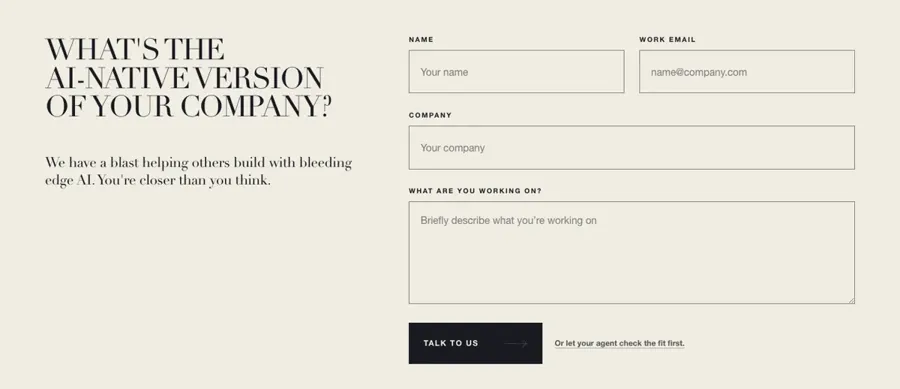 Contact form, as built on olddogs.ai